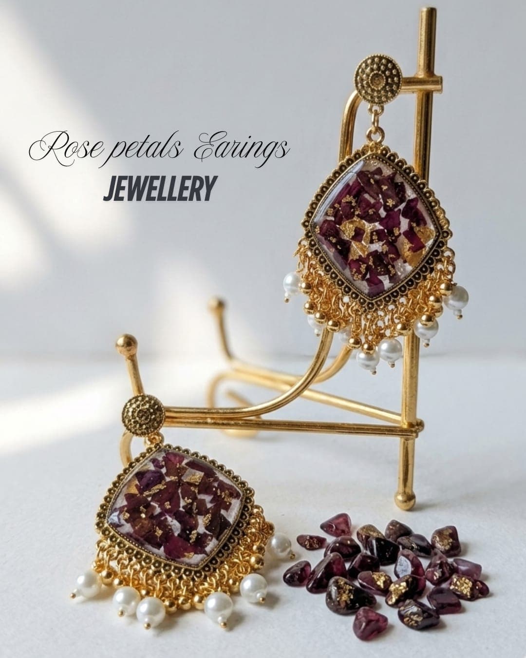 Rose Royale Resin Jhumkhas