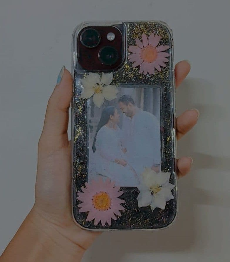 Personalized Floral Photo Resin Phone Cover