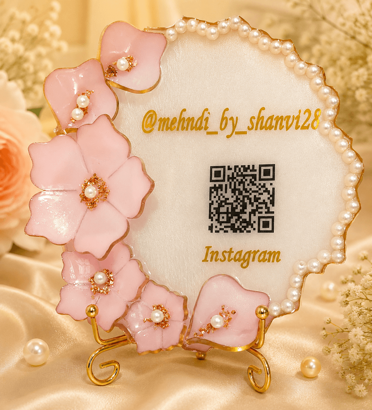 Floral Resin QR Code Stand